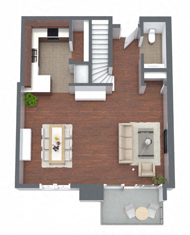 Floor plan for 2 beds, 2.5 baths, 1425 sqft